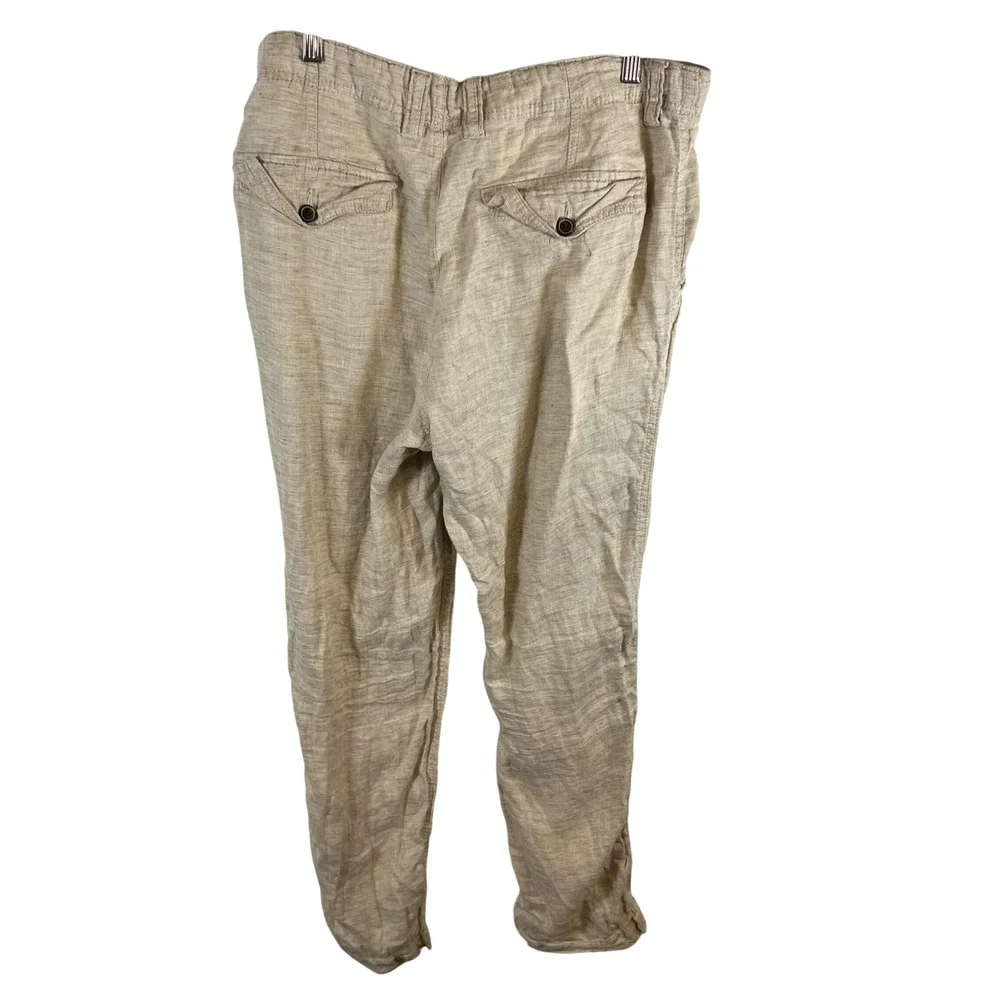 Baird McNutt Linen MURANO Mens‎ 34x32 Casual Drawstring Pants Tan Beige
